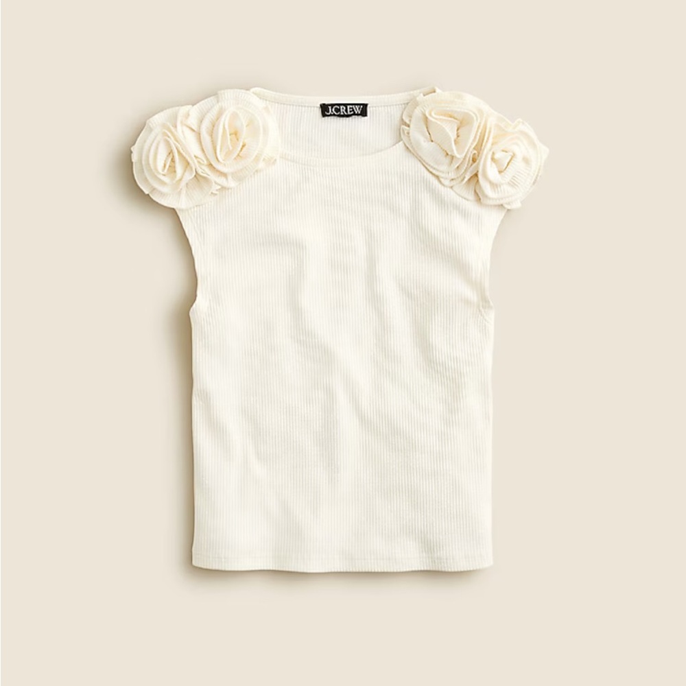 J.Crew Cream Floral Shoulder Top NWT